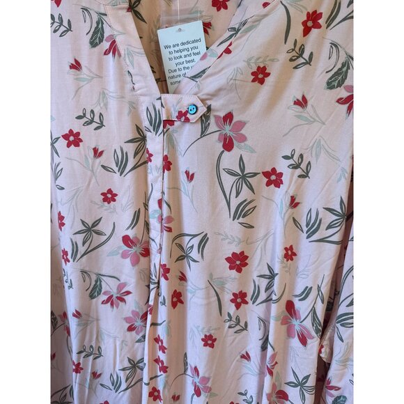 Woman Within Pink Floral Print 3/4 Sleeve Tunic Top Size 3X  Lightweight - Picture 3 of 7
